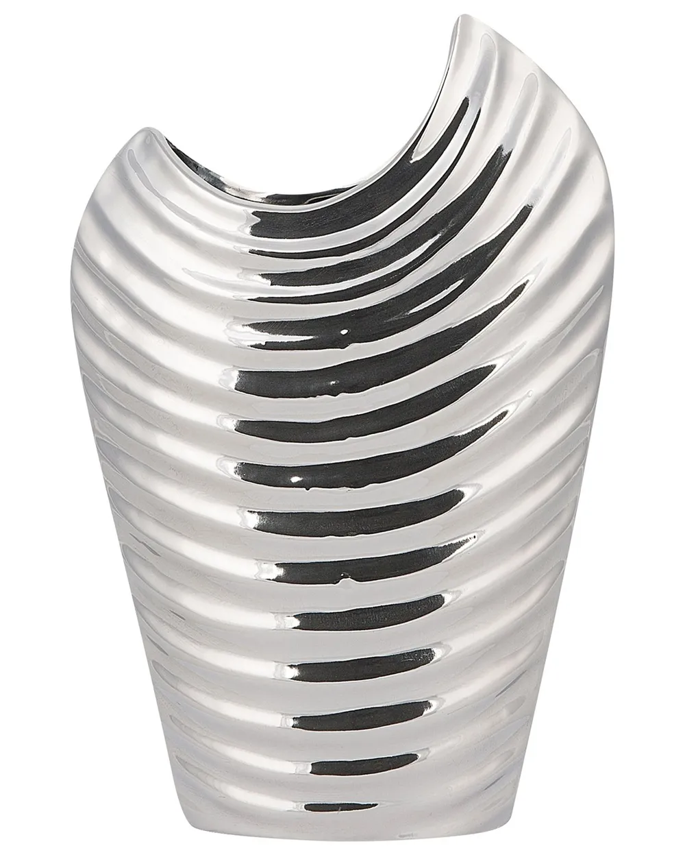 Dekovase ECETRA 26 cm Steinzeug Silber