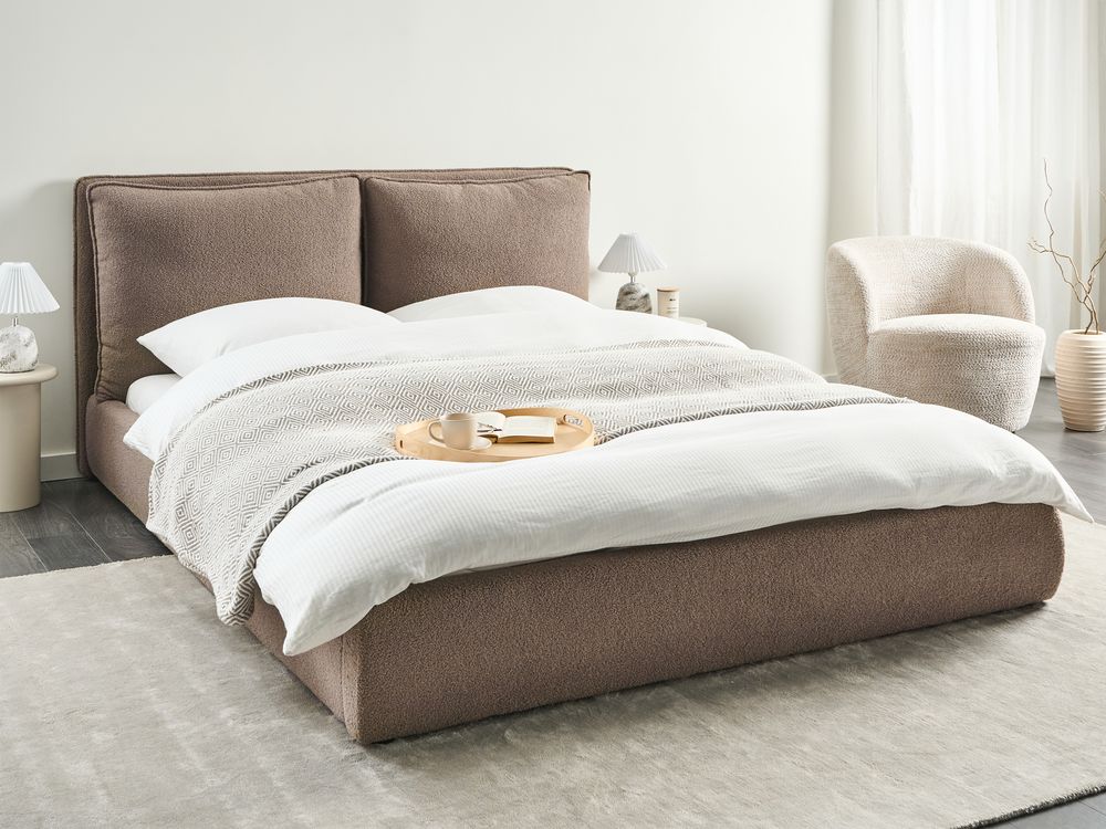 Waterbed Boucle BAJONNA 160 x 200 cm (EU King Size) Brown