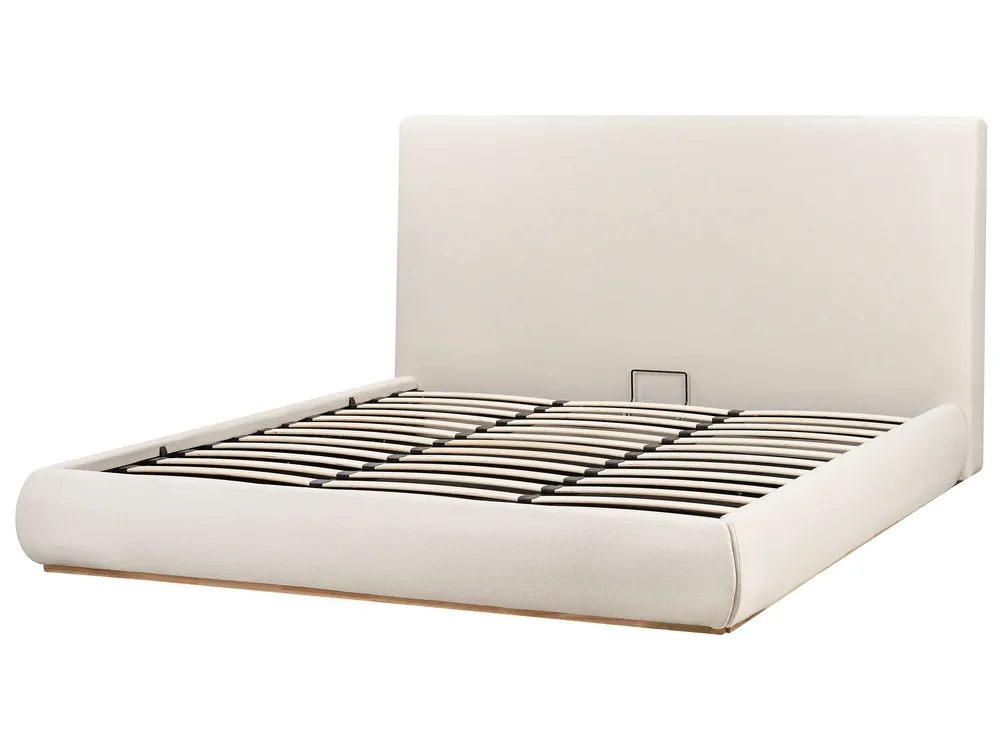 Bett mit Stauraum CAMPAGNE Stoff Hellbeige 180 x 200 cm_972083