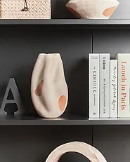 Blumenvase BATOIDEA 25 cm Steinzeug Hellbeige_1185191