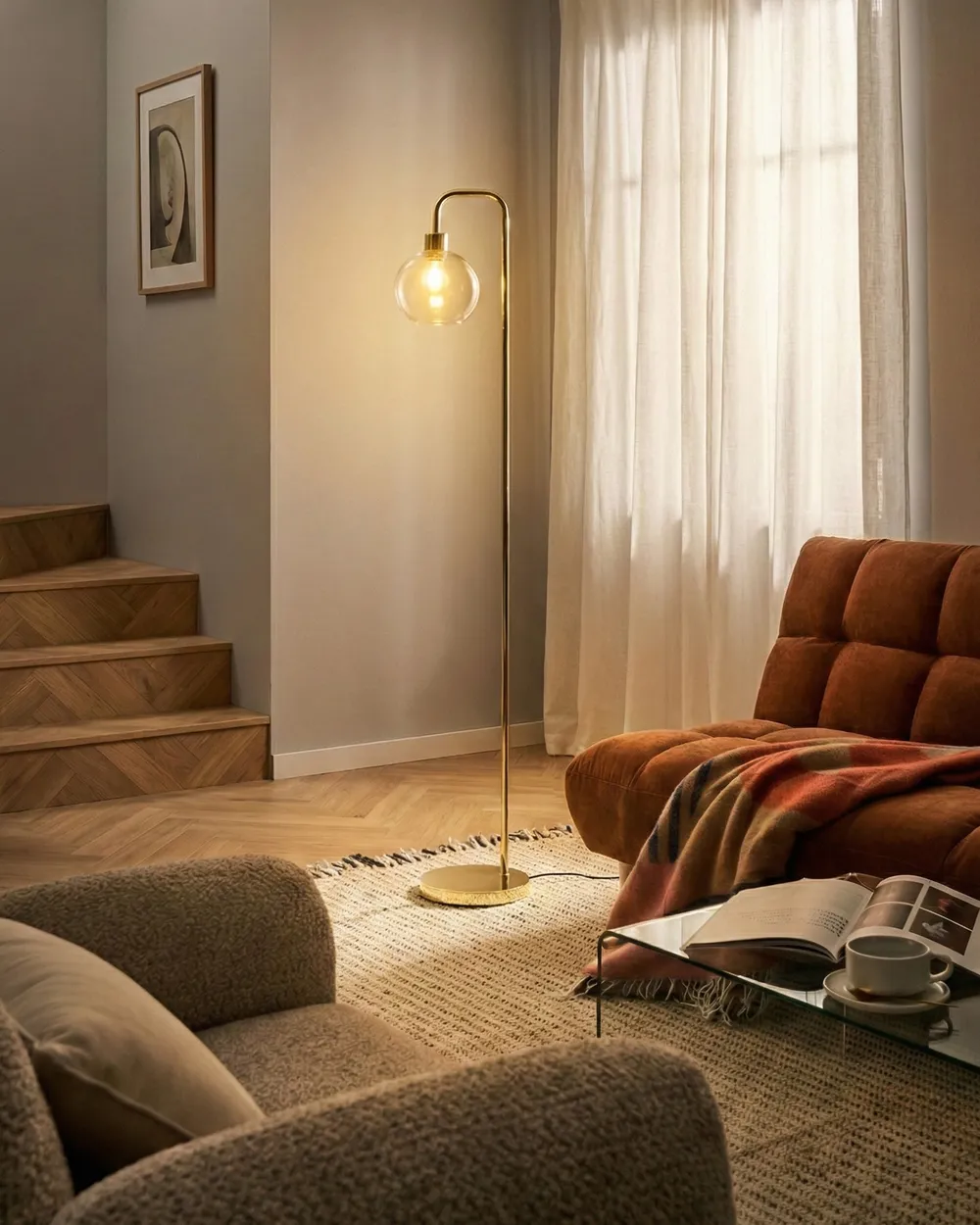 Stehlampe OKAVANGO Metall Gold