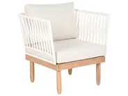 Lounge Set mit Tisch 4-Sitzer CREMONA Akazienholz Weiß linksseitig_1090522