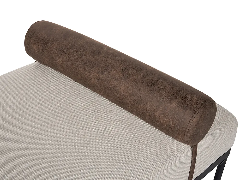 Chaise Longue MALMOS Faux Linen Faux Leather Dark Brown_931217