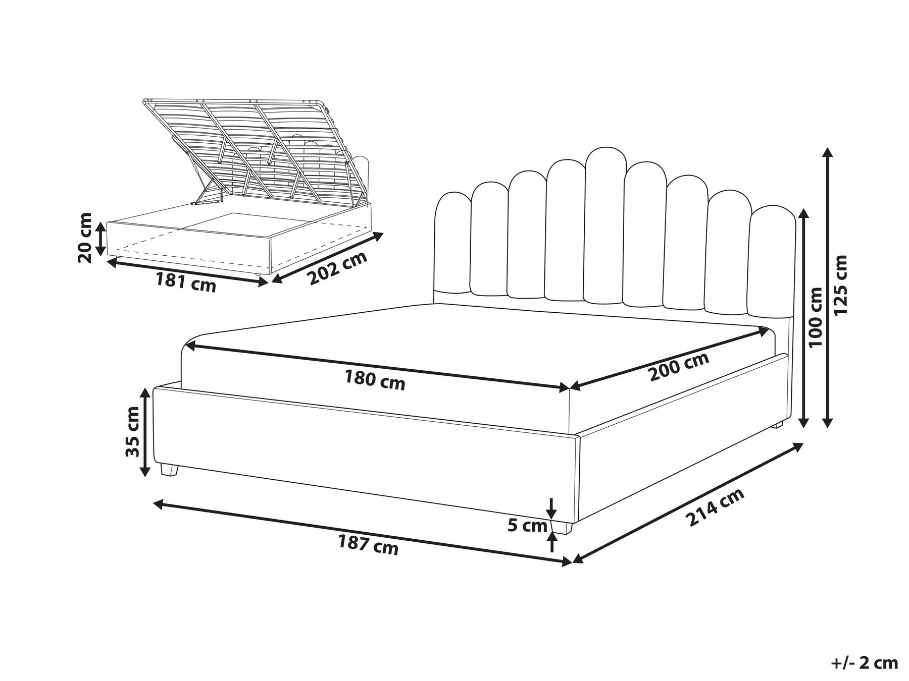 Bett mit Stauraum VINCENNES Samtstoff Pastellrosa 180 x 200 cm_837355