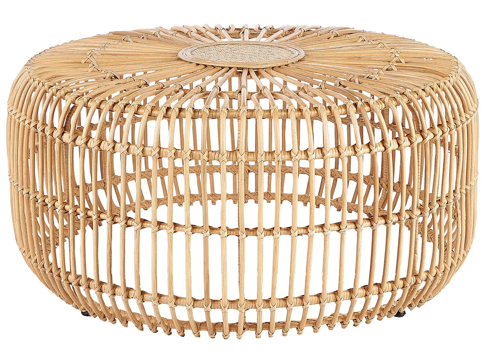 Outdoor Couchtisch RANDAZZO 85 cm 85 cm Rattan Hellbraun