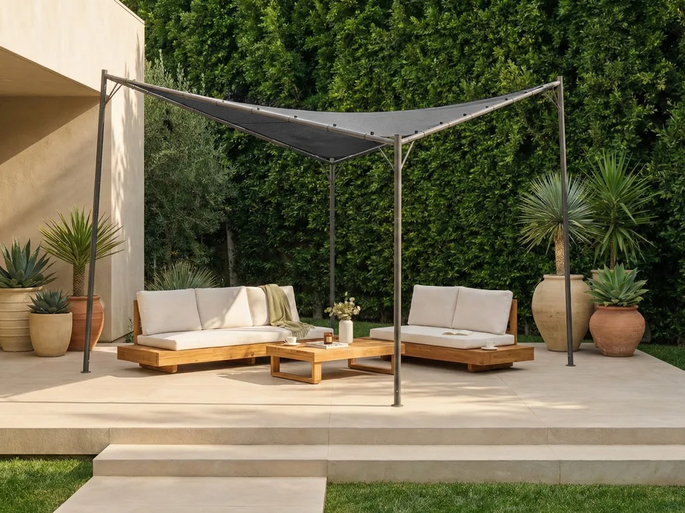 Pavillon AVENTINE 300 cm 300 cm Metall Dunkelgrau_1059242