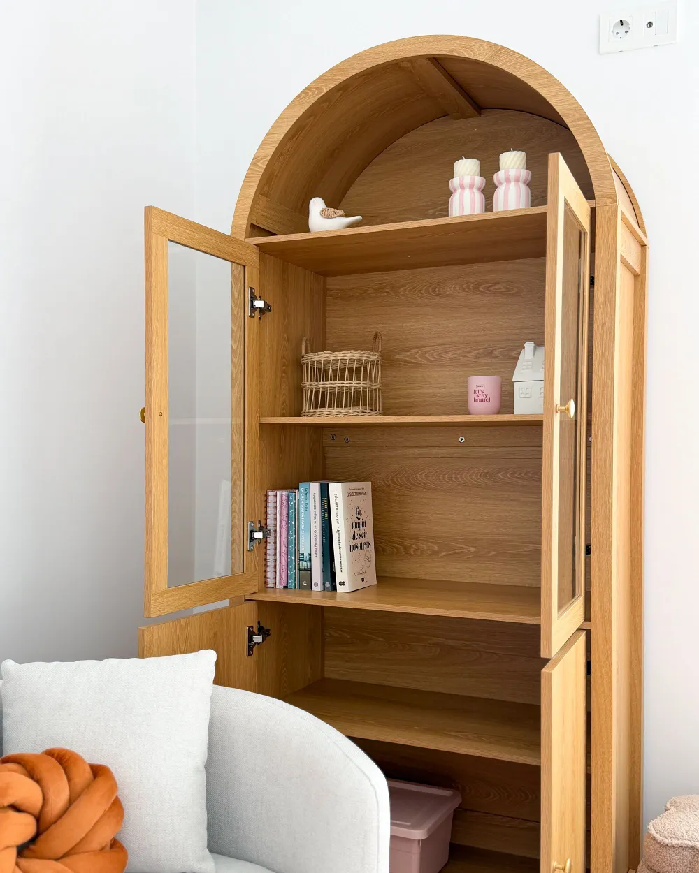Glass Display Cabinet MONTREAL 78 cm Light Brown_1172768