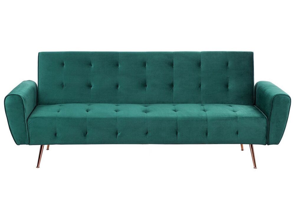 Schlafsofa 3-Sitzer SELNES Samtstoff Smaragdgrün