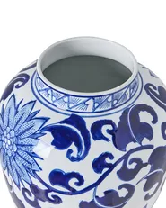 Vase mit Deckel CUENCA 36 cm Porzellan Weiß / Blau_1052817
