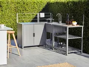 4 Piece Outdoor Kitchen Set with Sink VIGGIANO Grey Metal_981010
