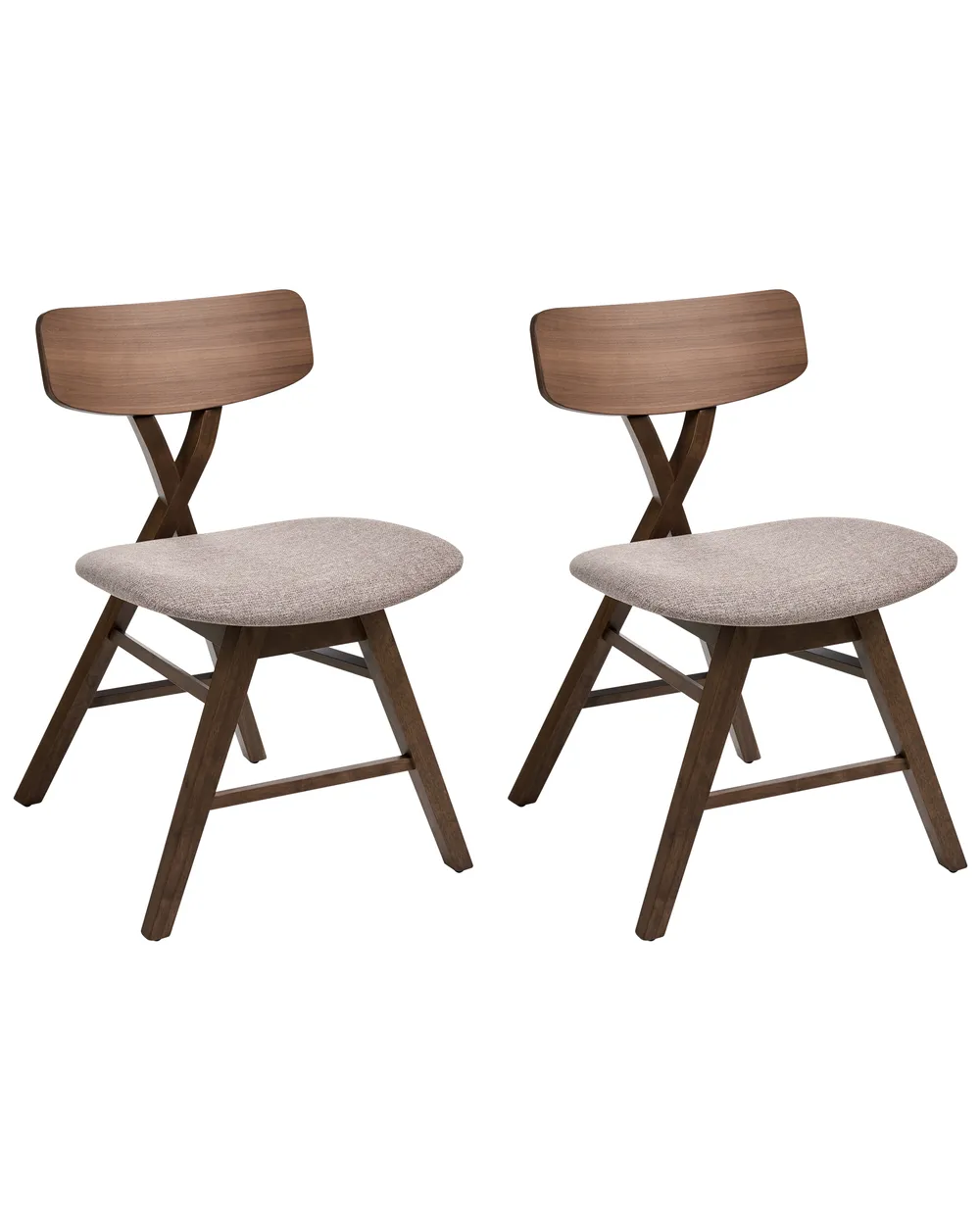 Esszimmerstuhl 2er Set LELAND Holz Braun / Taupe