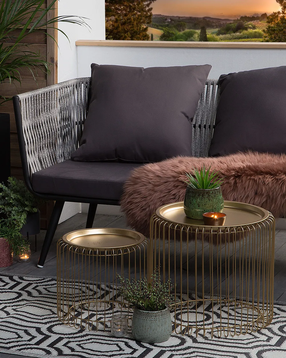 Outdoor Rug BIDAR Black 90 x 180 cm Reversible_1080349