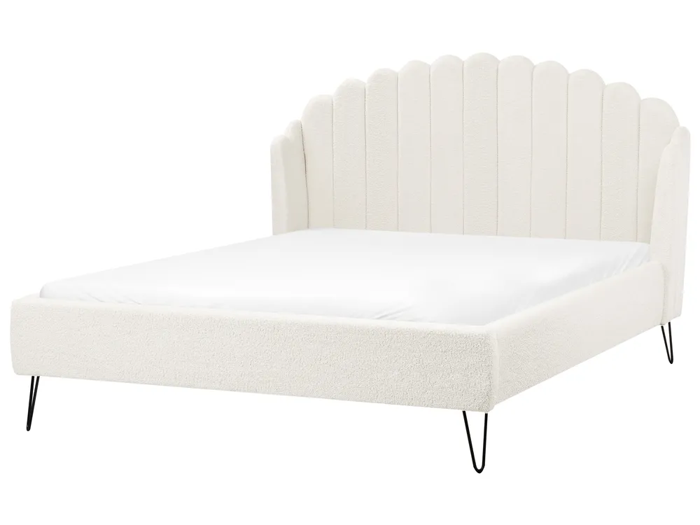 Bed Boucle AMBILLOU 140 x 200 cm (EU Double) Off-White_967567