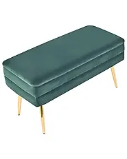 Banc de rangement rembourré DURHAM Velours Vert foncé_1194847