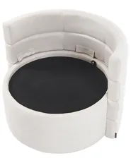 Swivel Armchair RANDERS with Storage Fabric Off-White_1063320