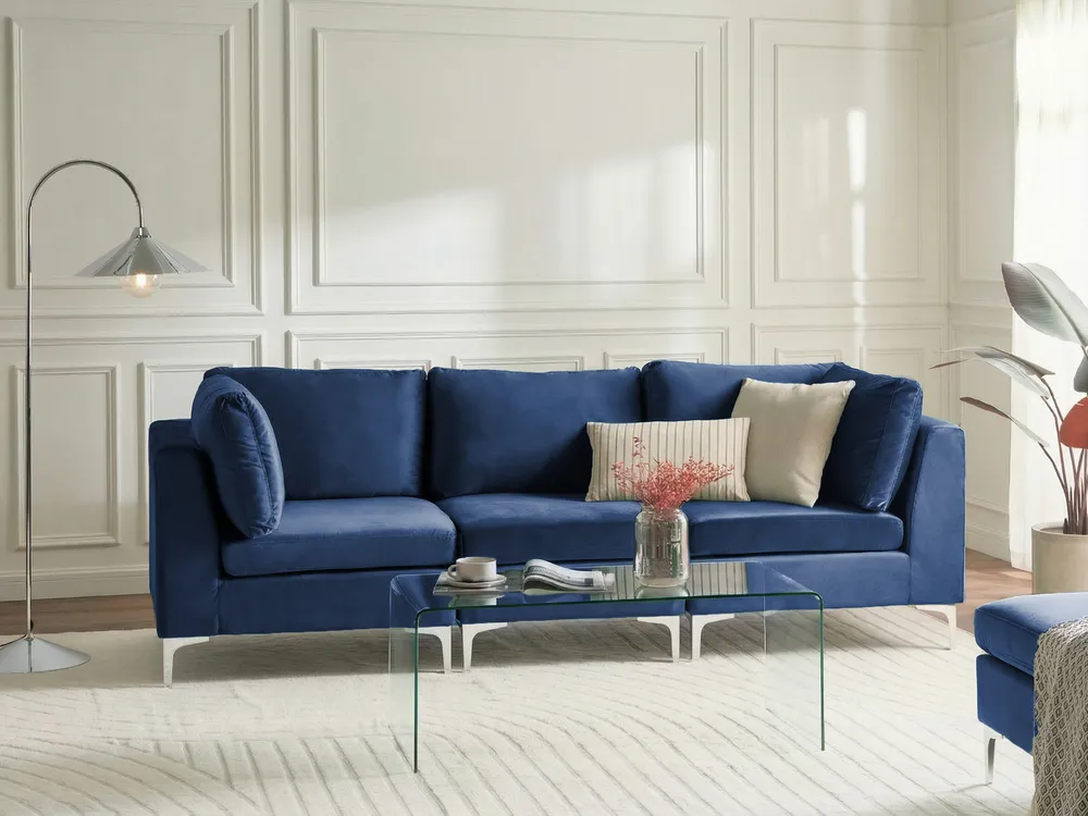 Modulsofa 3-Sitzer EVJA Samtstoff Marineblau