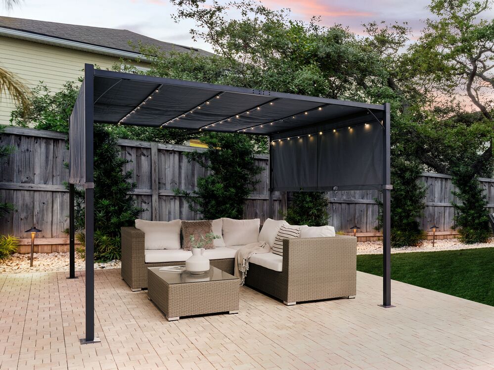 Gazebo LED PARGA 310 cm 310 cm Metal Dark Grey