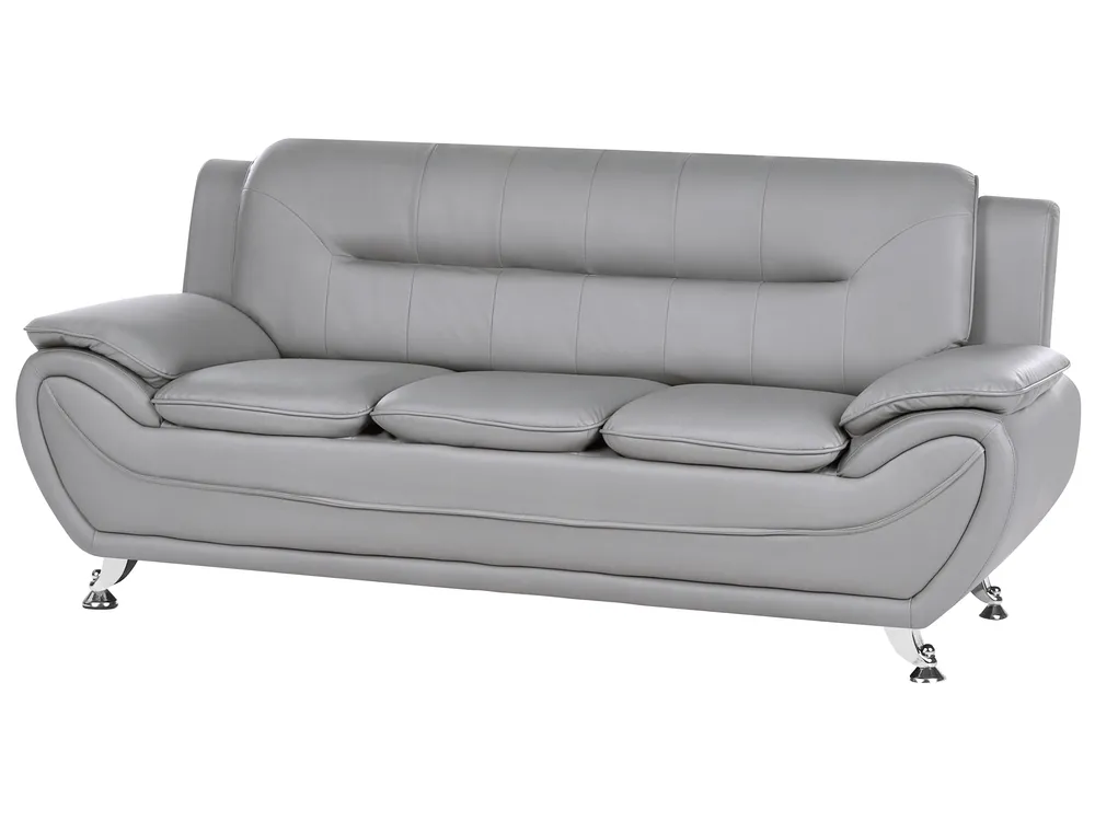 Living Room Set 6 Seater LEIRA Faux Leather Grey_1058668