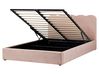 Bett mit Stauraum NANTERRE Stoff Pastellrosa 160 x 200 cm