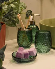 Set de 4 accessoires de salle de bain CANOA Verre Vert_951664