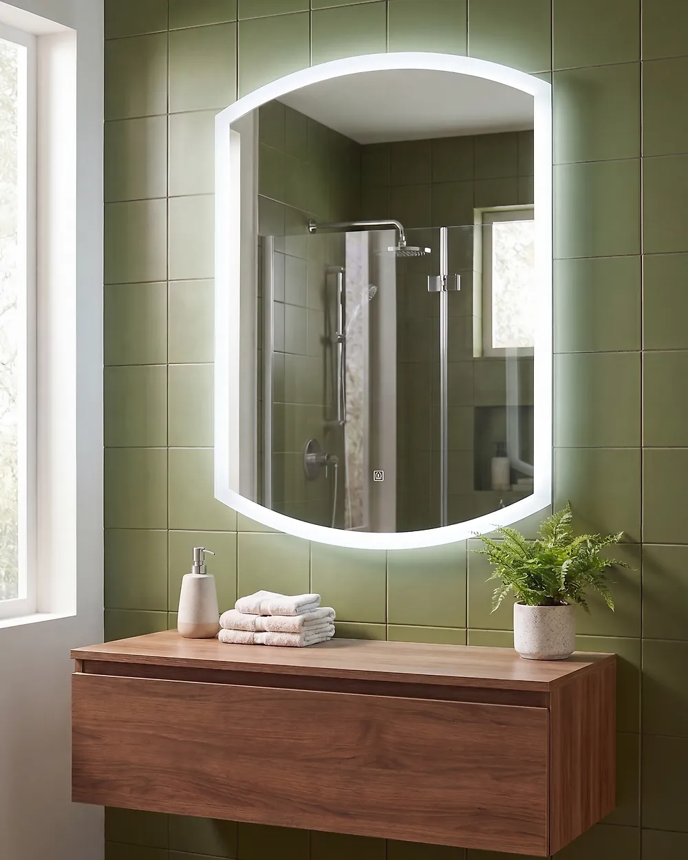 LED-Badezimmer-Spiegel BEZIERS 60 cm 78 cm Silber_1184530