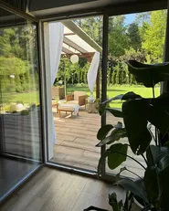 Gartensessel mit Ottomane BARATTI Akazienholz Braun_923243