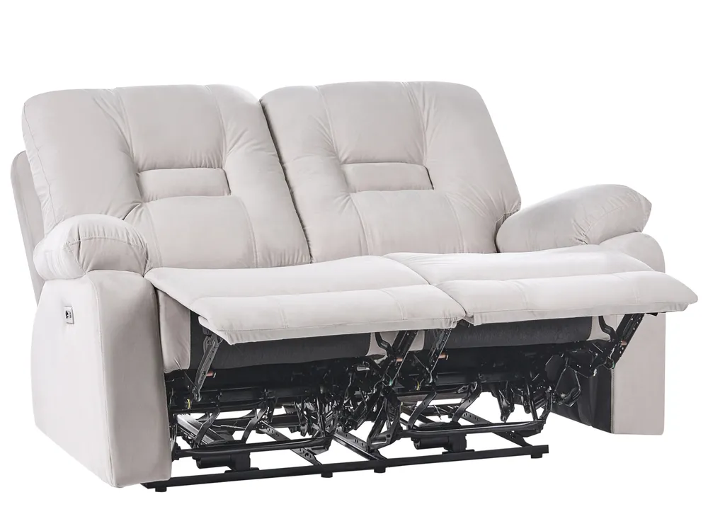 Sofa Set elektrisch verstellbar 6-Sitzer BERGEN mit USB-Anschluss Samtstoff Hellbeige_1064823
