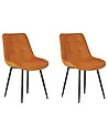Esszimmerstuhl 2er Set MELROSE Samtstoff Orange