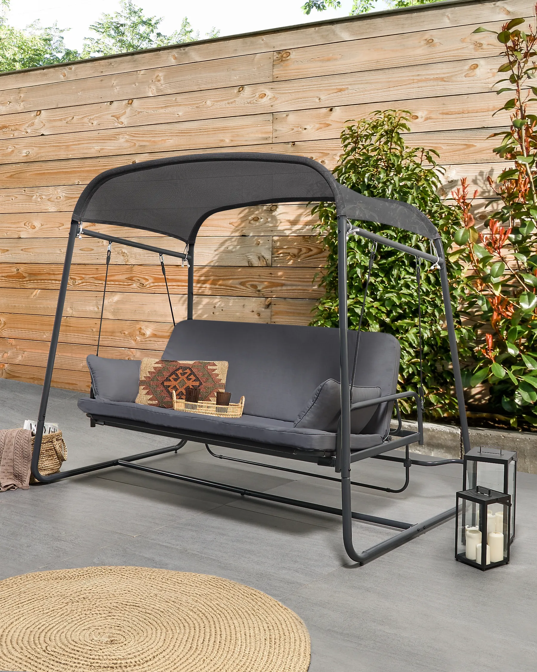 Patio Swing MARSCIANO Metal Dark Grey_961261
