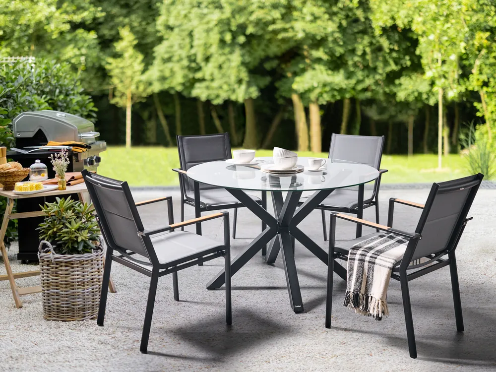 Gartenmöbel Set 4-Sitzer MALETTO/BUSSETO Glas Schwarz_962355
