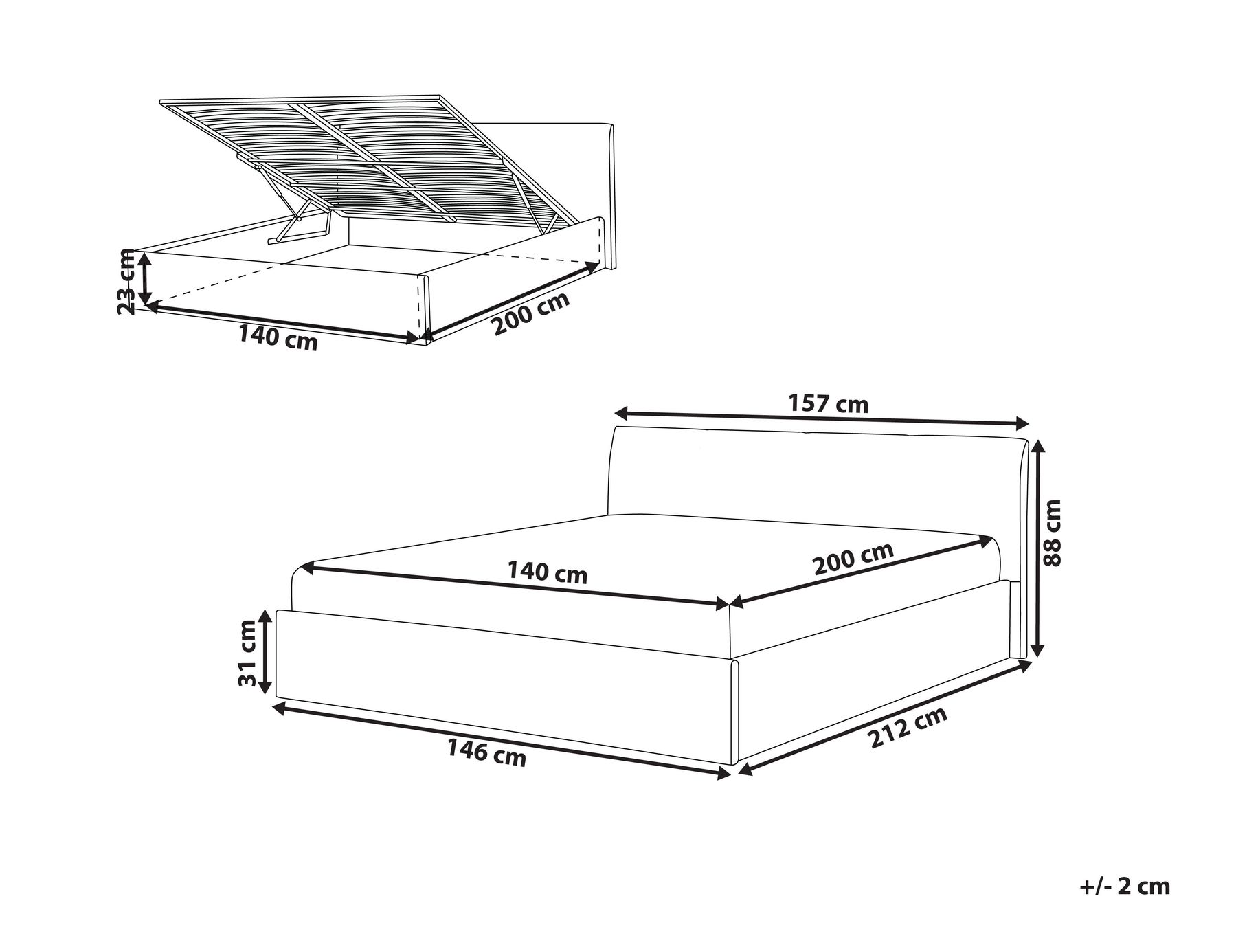 Postelja s prostorom za shranjevanje ORBEY Knjižica Bež 140 x 200 cm_964445