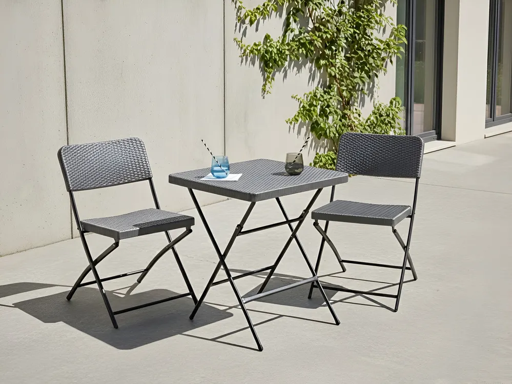 Bistro Set Folding TRAPPETO Grey_1033311