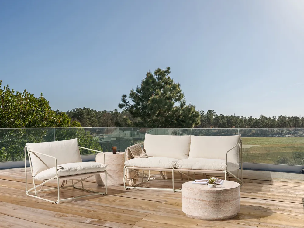 Gartensofa Set 3-Sitzer PONTE Metall Hellbeige_1016570