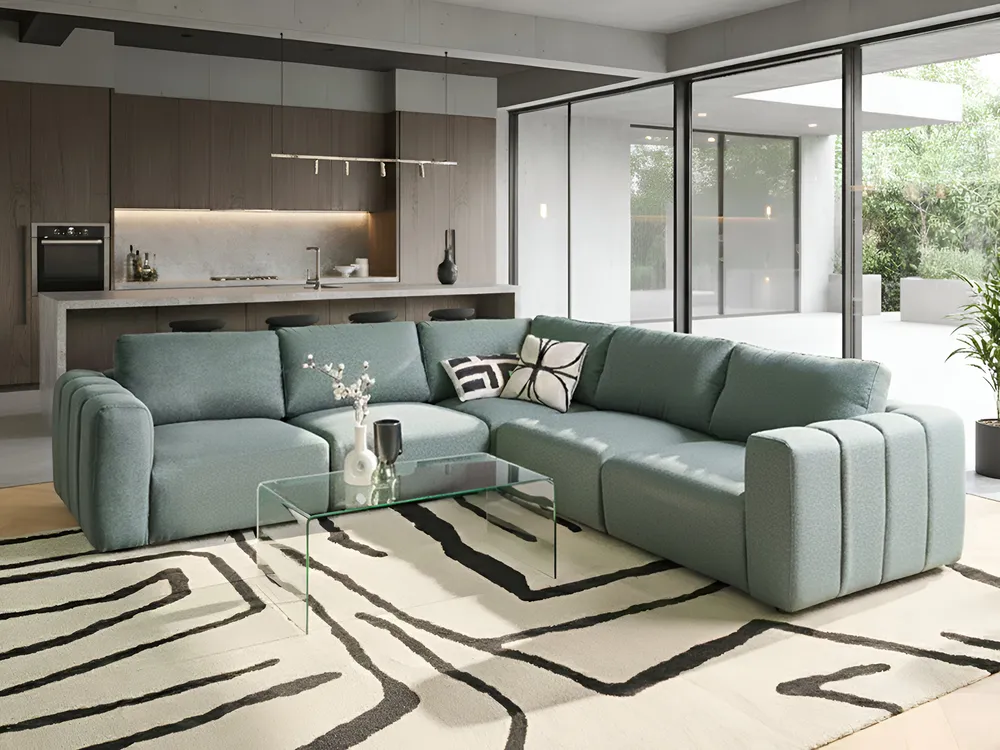 Modul Ecksofa 5-Sitzer KIVVIK Stoff Grün linksseitig