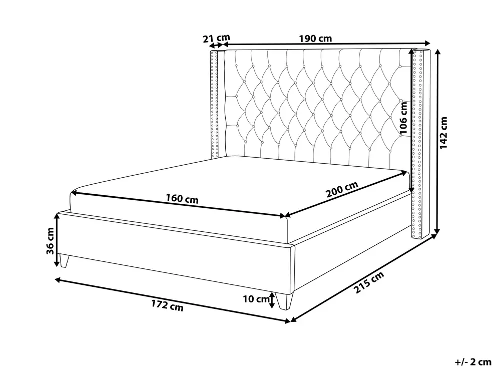 Bed Velvet LUBBON 160 x 200 cm (EU King Size) Off-White_882167