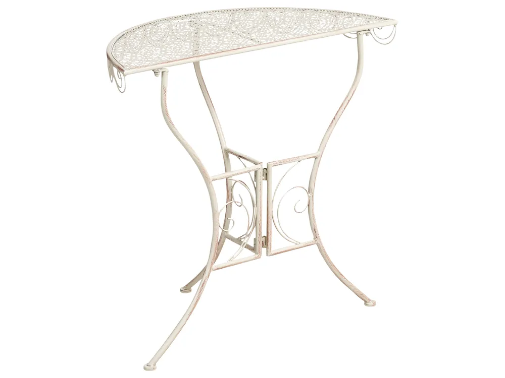 Outdoor Bistrotisch JUINA 80 cm 36 cm Metall Hellbeige_1002356