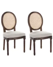 Set of 2 Chairs NIVLOC Wood Dark Brown/ Beige_1095723