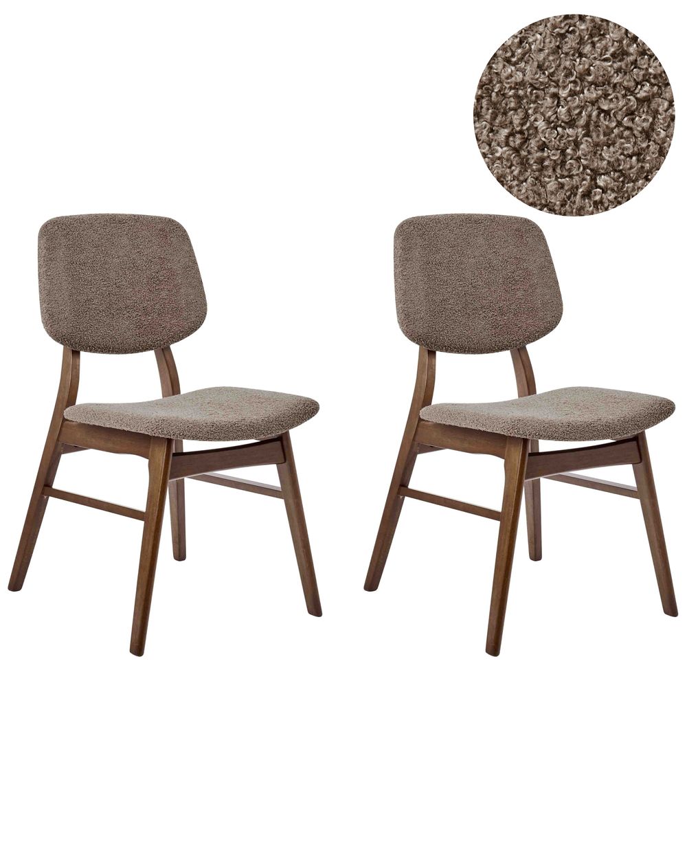 Set van 2 eetkamerstoelen ELAINE Bouclé Donkerbruin/taupe