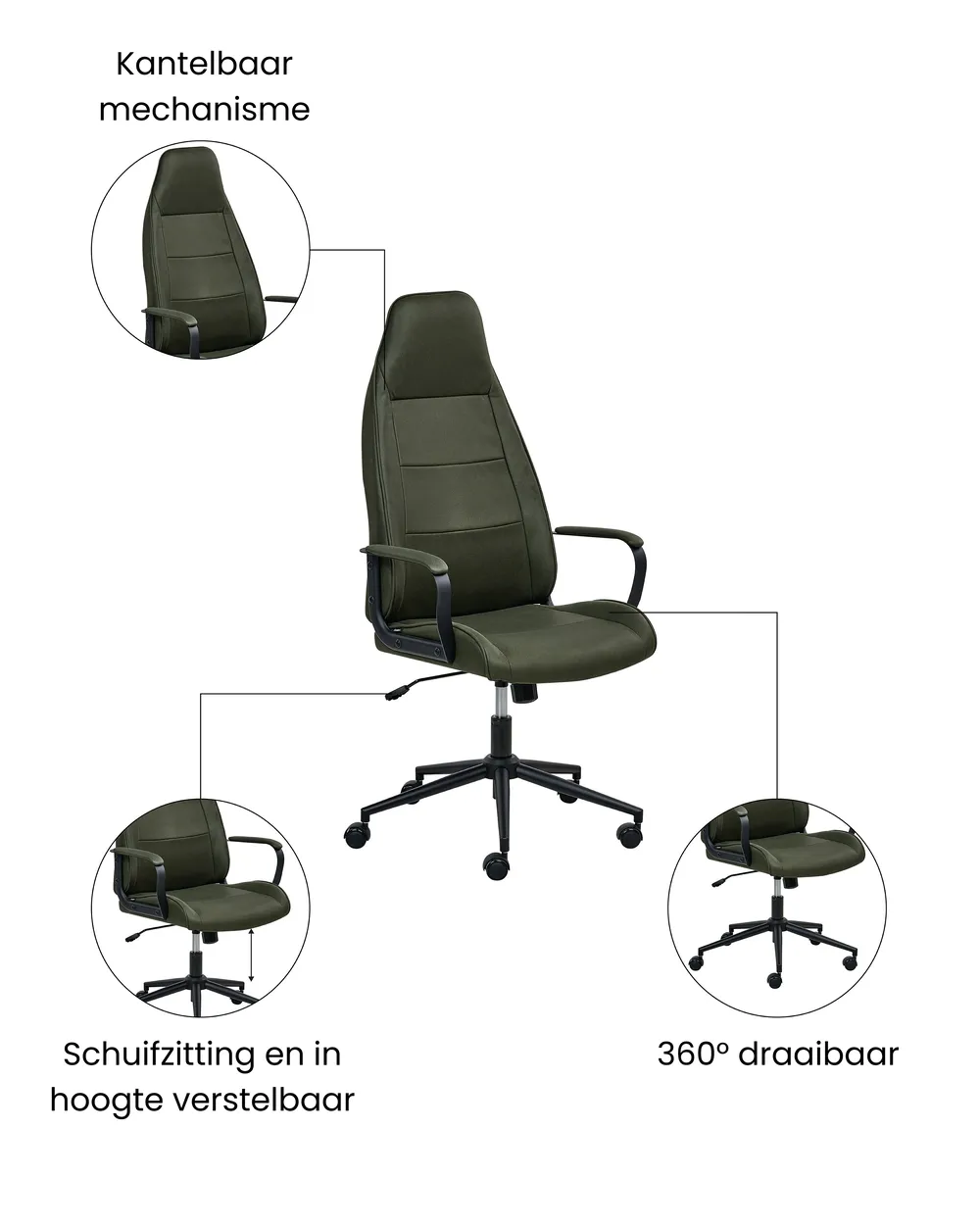 Bureaustoel REBEL Stof Donkergroen_1059694
