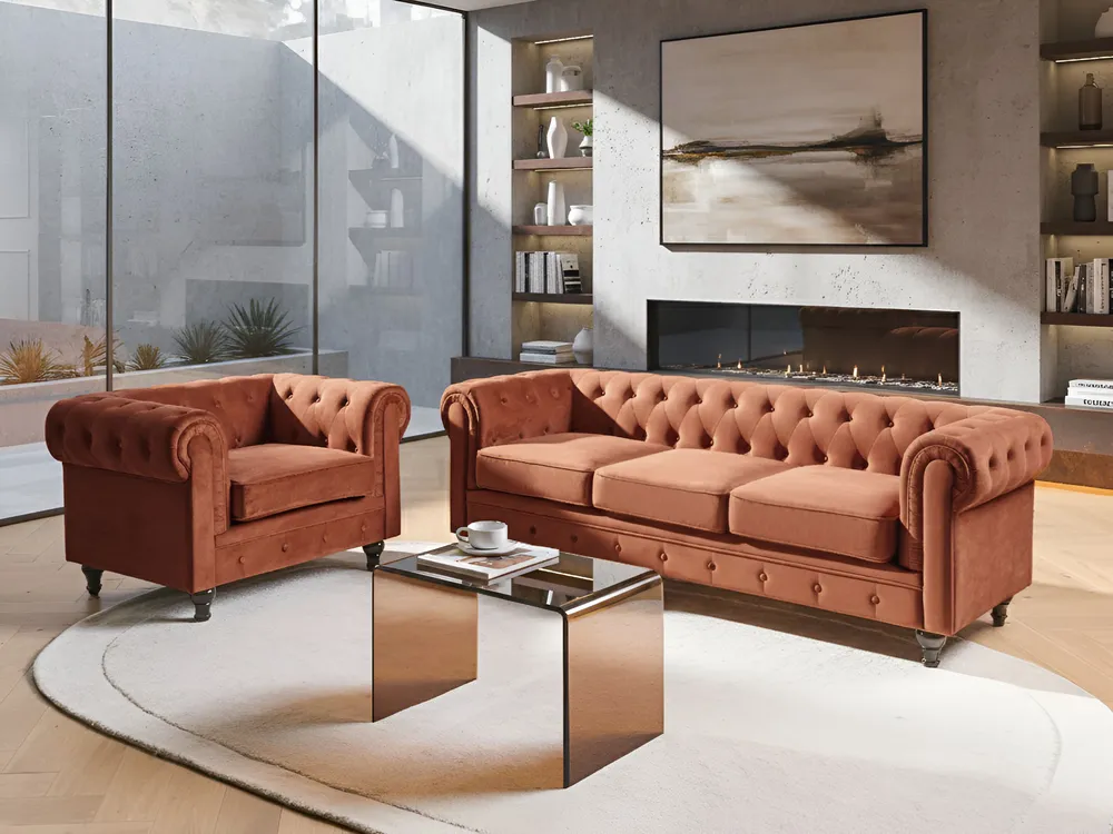 Armchair CHESTERFIELD Velvet Golden Brown_1033566