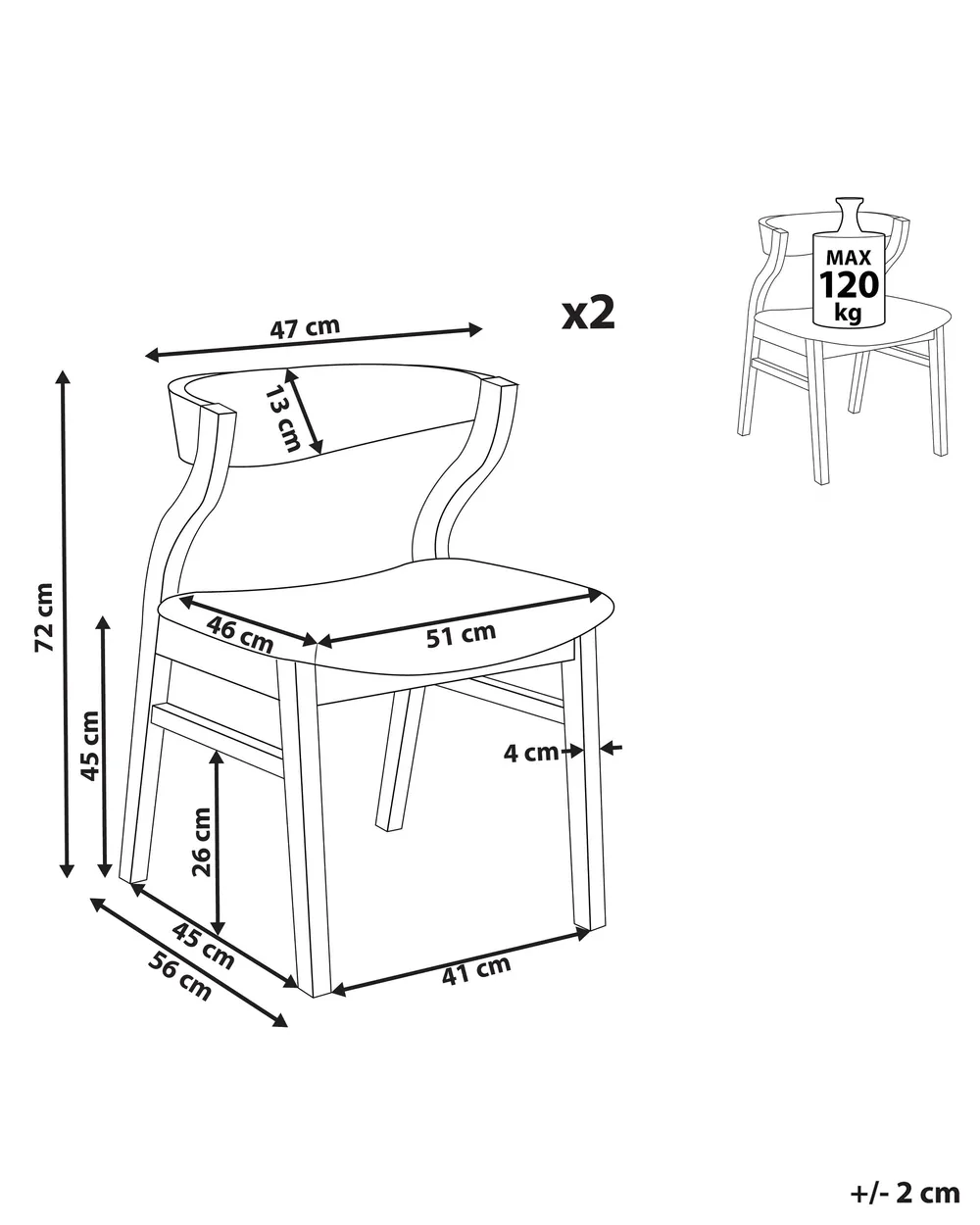 Esszimmerstuhl 2er Set MAROA Holz Dunkelgrün / Braun_1055107