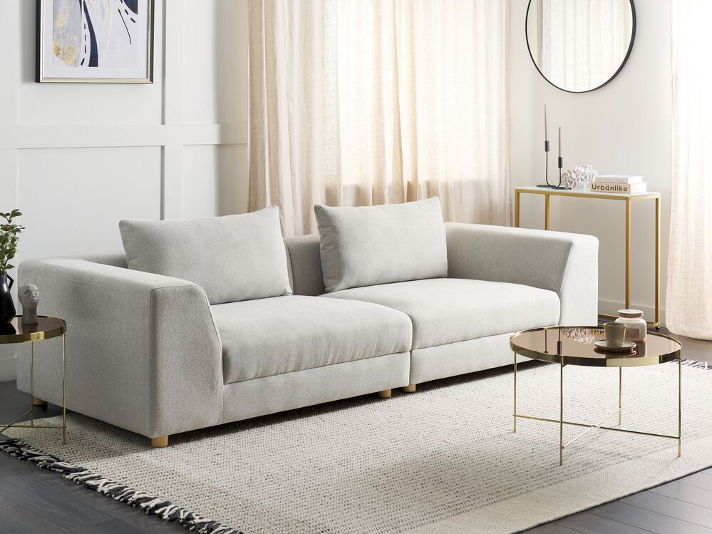 Sofa 3 Seater LERMON Fabric Light Grey