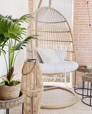Hängesessel mit Gestell ALLERA Polyrattan Beige_831868