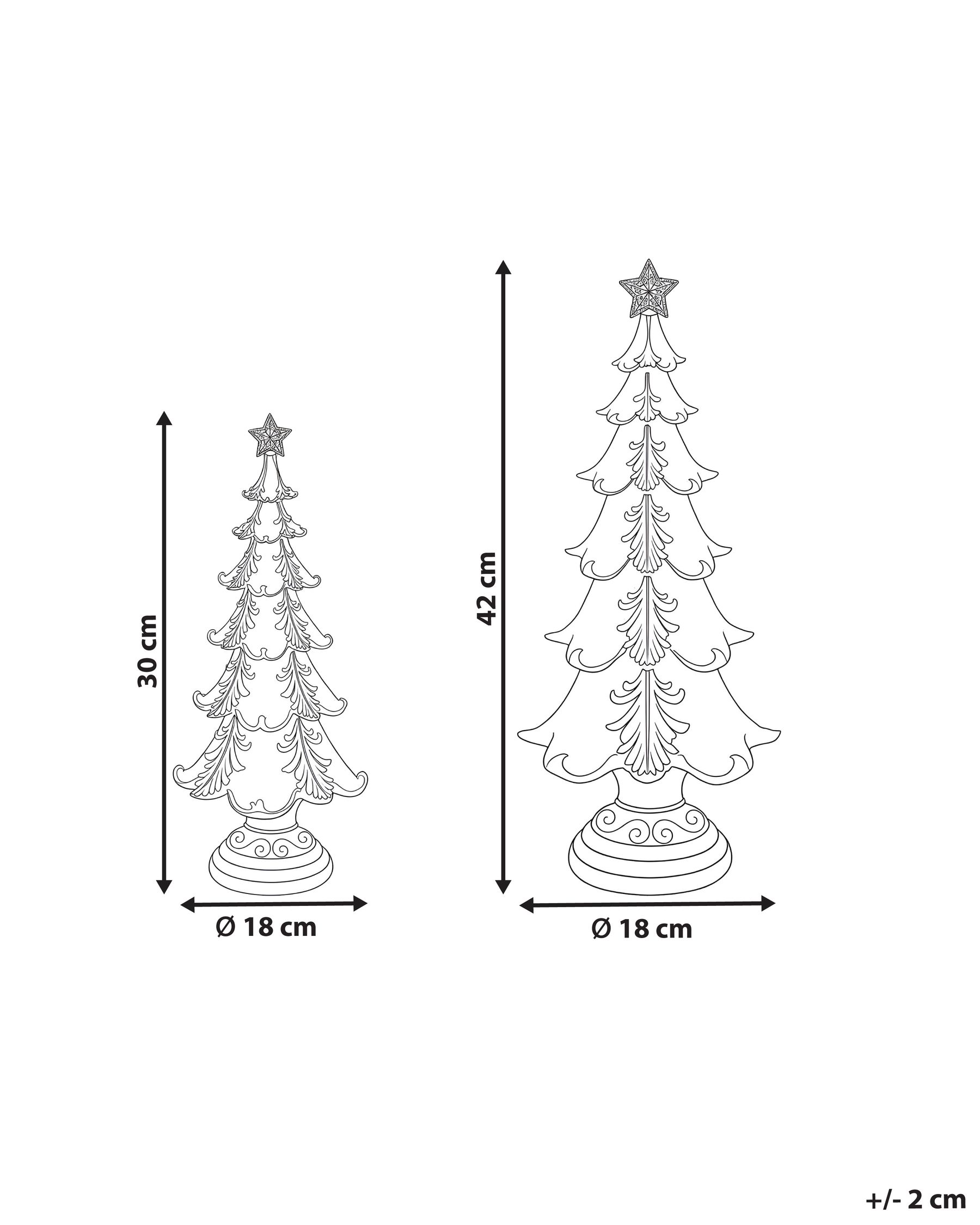 Set van 2 kerstdecoraties HEISKA 30/42 cm Kerstboom Goud_1175627