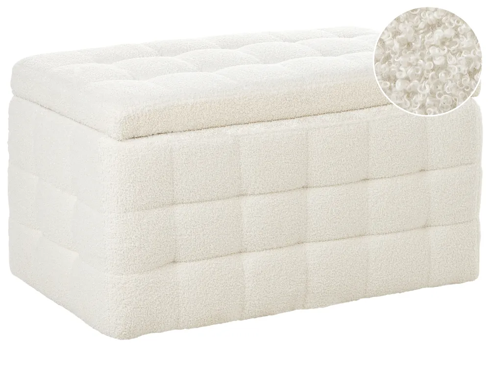 Ottomane mit Stauraum MICHIGAN Bouclé Weiß