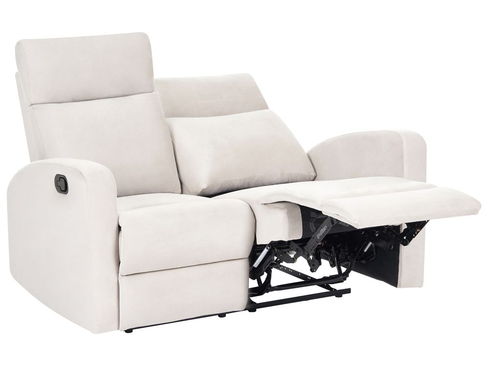 Manual Recliner Sofa 2 Seater VERDAL with Footrest Velvet Beige