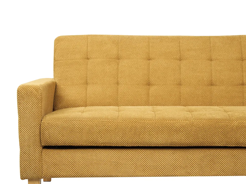 Sofa Bed 3 Seater VEHKOO Fabric Mustard_914601