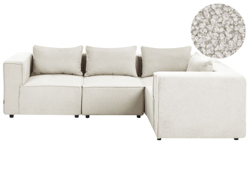 Modul Ecksofa 4-Sitzer AXEBO Bouclé Cremeweiß linksseitig