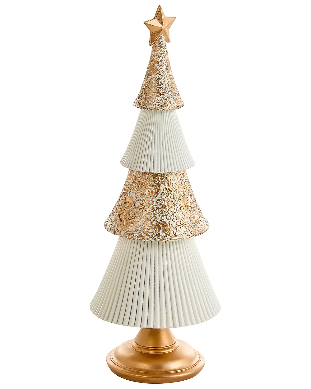 Weihnachtsdekoration 2er Set ASPO 32/41 cm Weihnachtsbaum Cremeweiß / Gold_1175715