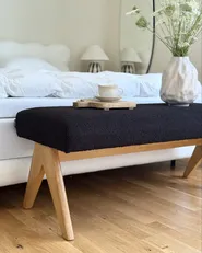 Upholstered Bench TAMRE Boucle Black/ Light Brown_1012568